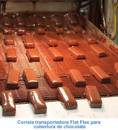 Correia transportadora Flat Flex para cobertura de chocolate